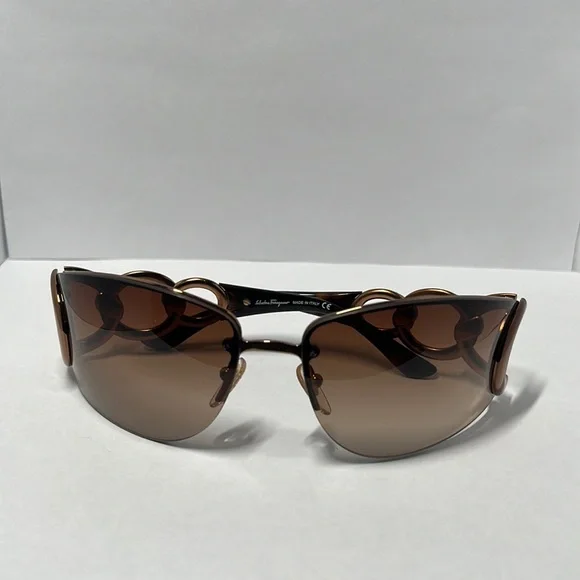SALVATORE FEREGAMO 1141 B TORTOISE RIMLESS FRAME & TEMPLES CLEAR LENSES OEM NEWb